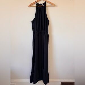 2 Hearts Black Halter Maxi Dress Made in USA Size L